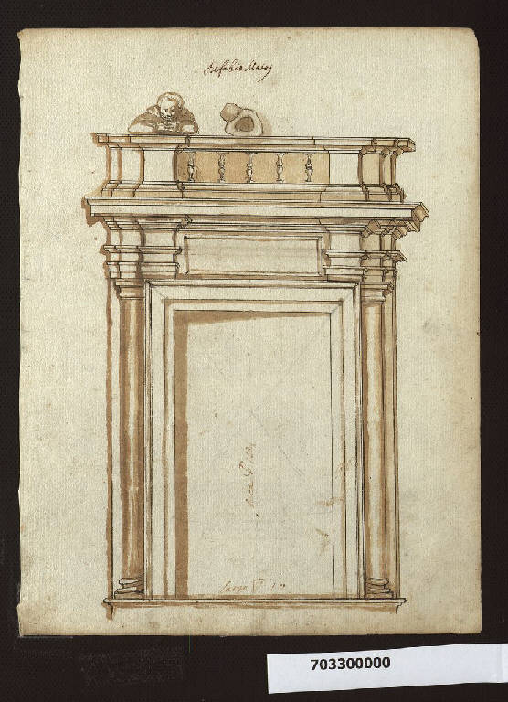 Prospetto del portale di palazzo Mattei di Paganica a Roma (disegno) di Mola, Giovan Battista (sec. XVII)
