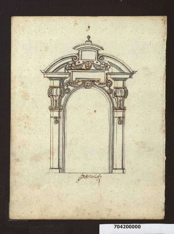 Prospetto di portale (disegno) di Mola, Giovan Battista (sec. XVII)