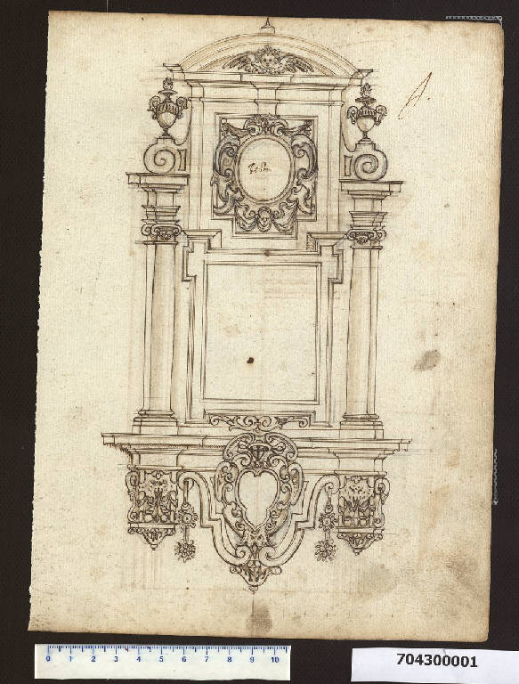 Prospetto di un deposito a muro (disegno) di Mola, Giovan Battista (sec. XVII)
