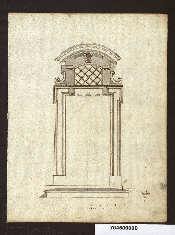 Prospetto di porta per Pompilio Evangelisti (?) (disegno) di Mola, Giovan Battista (sec. XVII)
