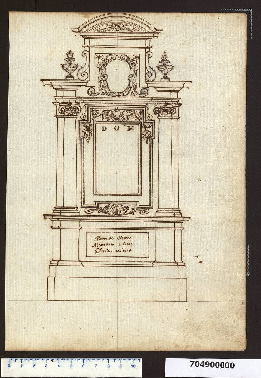 Prospetto di un monumento funebre (disegno) di Mola, Giovan Battista (sec. XVII)