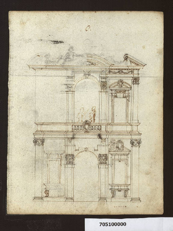 Prospetto dell'ingresso alla villa Altemps a Roma (disegno) di Mola, Giovan Battista (sec. XVII)