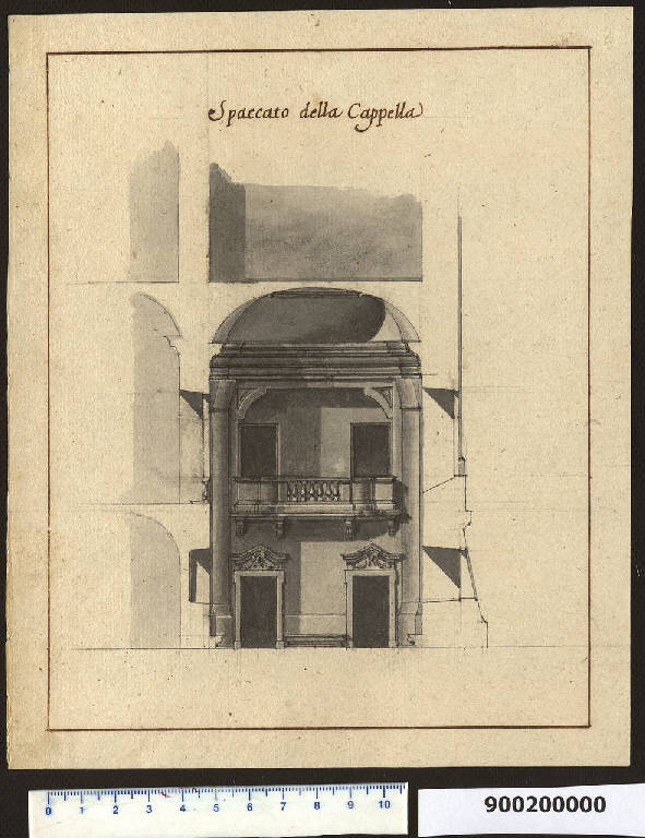 Sezione della cappella di villa Malaspina a Caniparola (disegno) di Martinelli, Domenico (sec. XVIII)