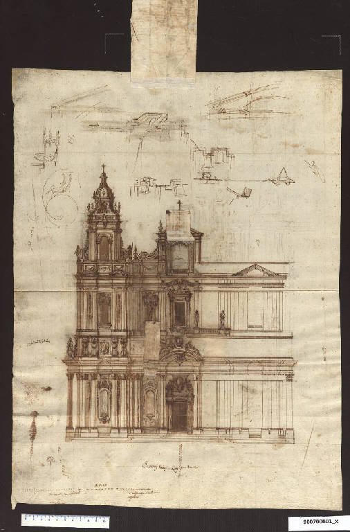 Prospetto di chiesa monumentale a Varsavia (disegno) di Martinelli, Domenico (ultimo quarto sec. XVII)