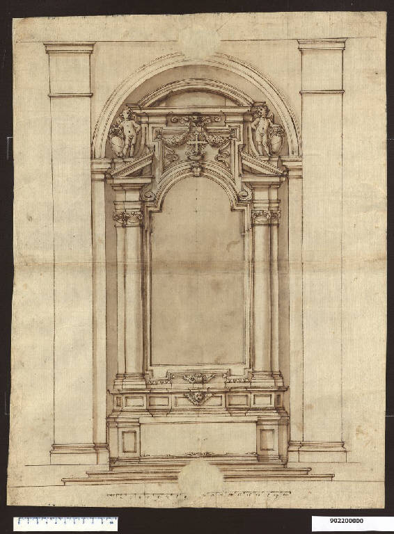 Prospetto di un altare (disegno) - ambito italiano (seconda metà sec. XVII)