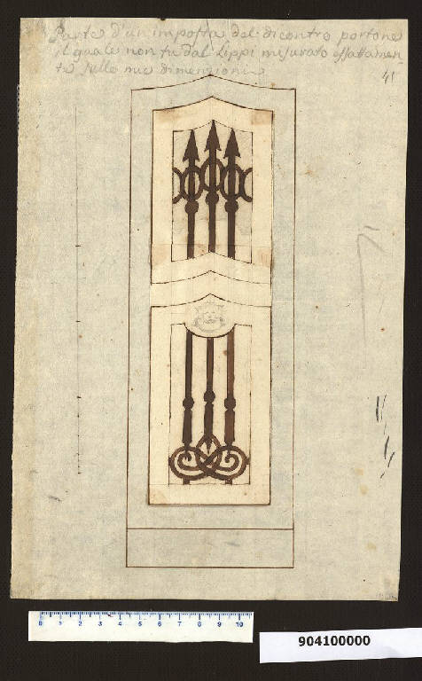 Imposta per il portone di palazzo Sardini a Lucca (disegno) di Sardini, Giacomo (sec. XVIII)