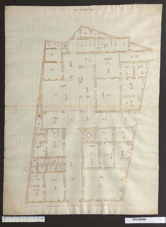 Pianta di palazzo Cospi a Bologna (disegno) di Martinelli, Domenico (sec. XVII)