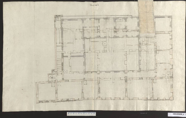 Pianta per il primo piano di palazzo Schwarzenberg a Vienna (disegno) di Martinelli, Domenico (sec. XVII)
