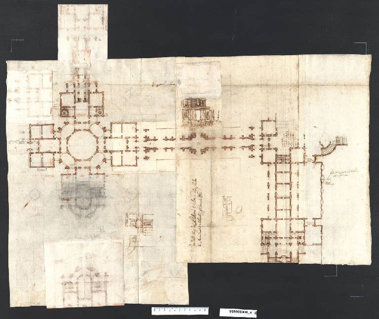 Pianta del piano terreno del palazzo a Francavilla in Polonia (disegno) di Martinelli, Domenico (ultimo quarto sec. XVII)