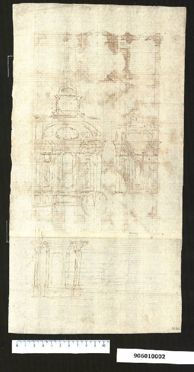 Sezione dell'abside di chiesa monumentale a Varsavia (schizzo) di Martinelli, Domenico (sec. XVII)