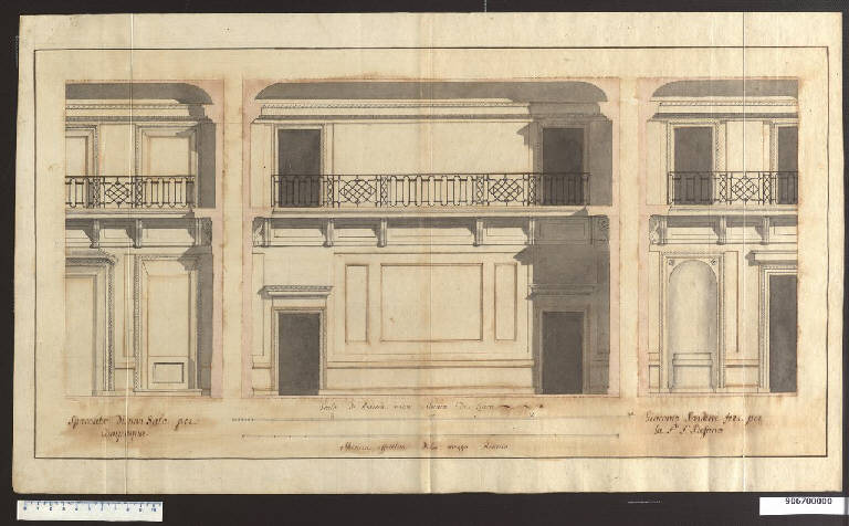 Sezioni della sala nella villa Sardini a Pieve Santo Stefano (disegno) di Sardini, Giacomo (sec. XVIII)