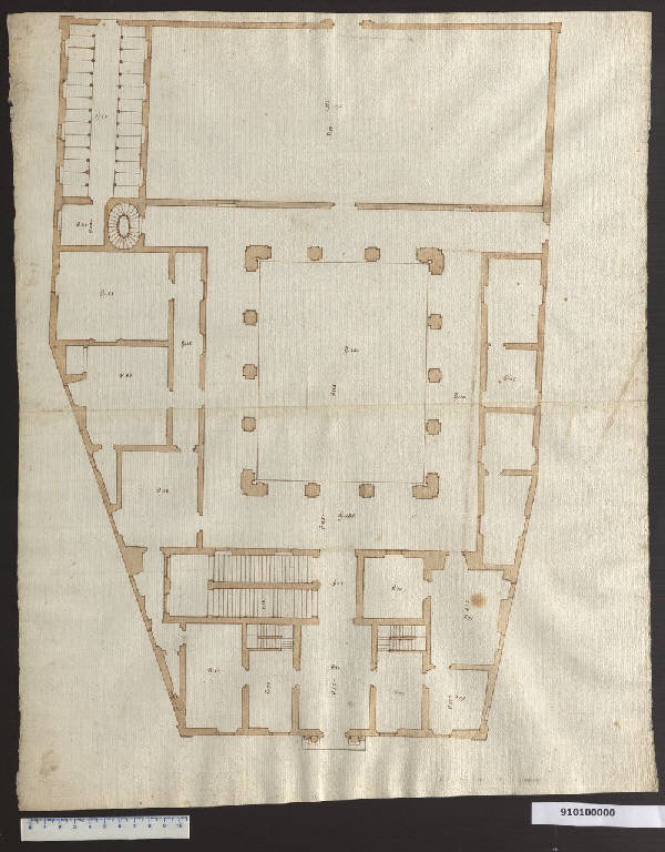 Pianta del palazzo Aldobrandini Boncompagni a Roma (disegno) di Martinelli, Domenico (ultimo quarto sec. XVII)