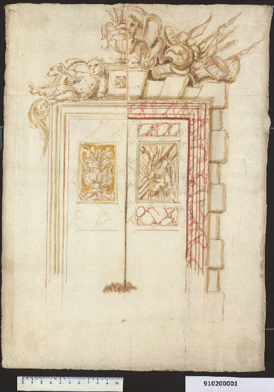 Decorazione di una porta (disegno) - ambito toscano (sec. XVIII)