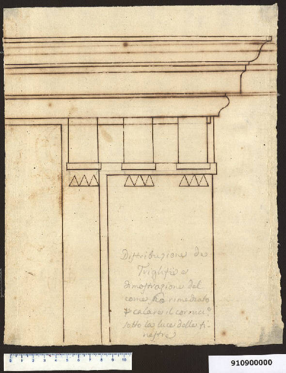 Cornicione di palazzo Sardini a Lucca (disegno) di Sardini, Giacomo (sec. XVIII)