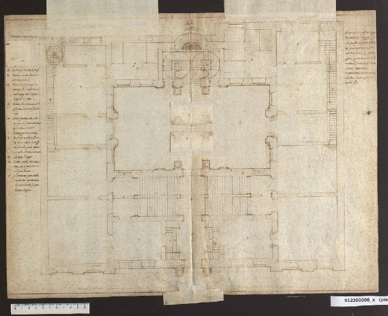 Pianta per il terzo piano e il mezzanino di palazzo Sinzendorf a Vienna (disegno) di Martinelli, Domenico (sec. XVII)
