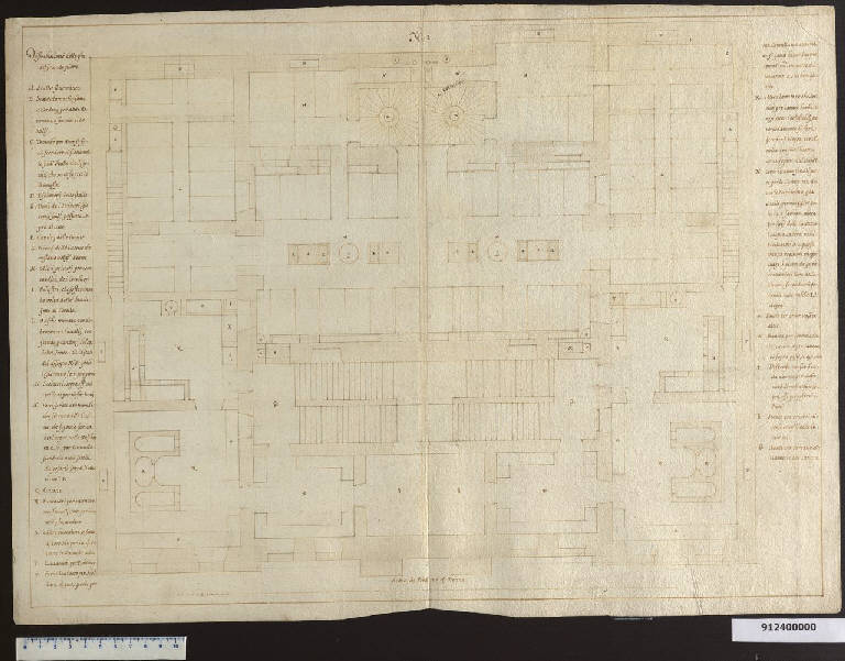 Pianta per il secondo piano di palazzo Sinzendorf a Vienna (disegno) di Martinelli, Domenico (sec. XVII)