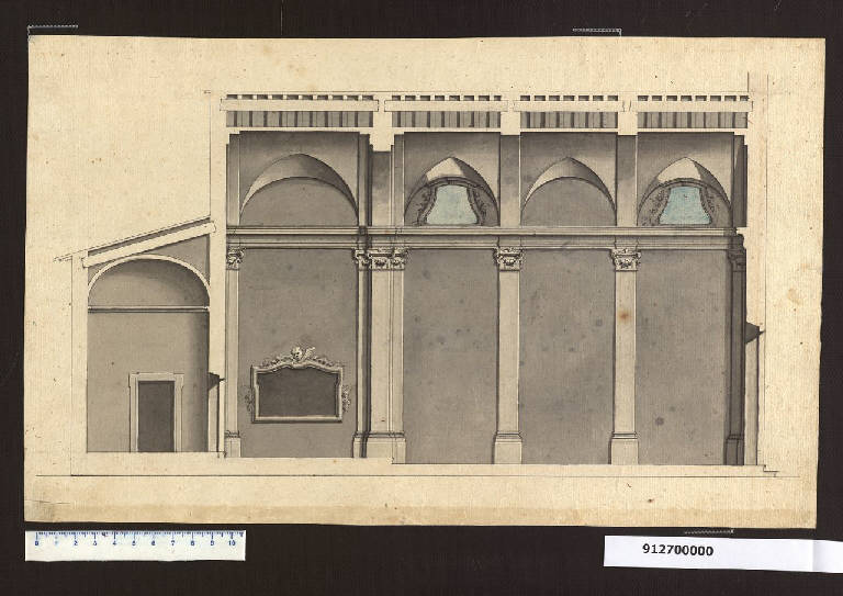 Sezione di una chiesa (disegno) - ambito italiano (sec. XVII)