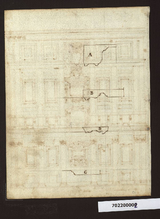 Pianta di modanature (disegno) di Mola, Giovan Battista (attribuito) (sec. XVII)