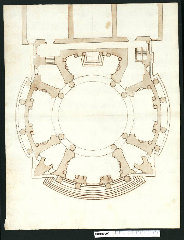 Pianta della chiesa dei SS. Luca e Martina a Roma (disegno) di Martinelli, Domenico ((?)) (sec. XVII)