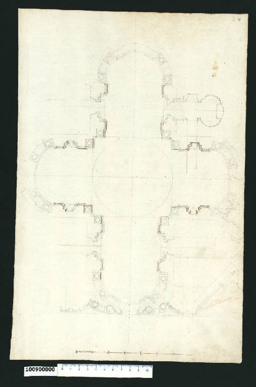 Pianta della chiesa dei SS. Luca e Martina a Roma (disegno) di Martinelli, Domenico (attribuito) (sec. XVII)