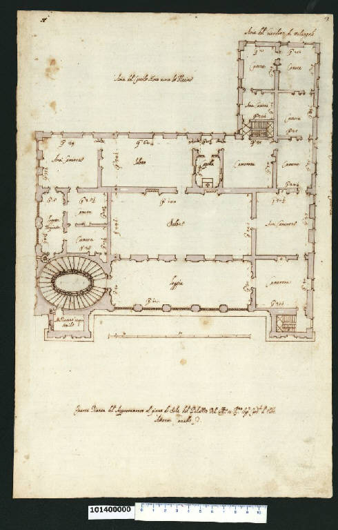 Pianta del palazzo del Cardinale d'Este al Quirinale a Roma (disegno) di Gisleni, Giovanni Battista (attribuito) (sec. XVII)