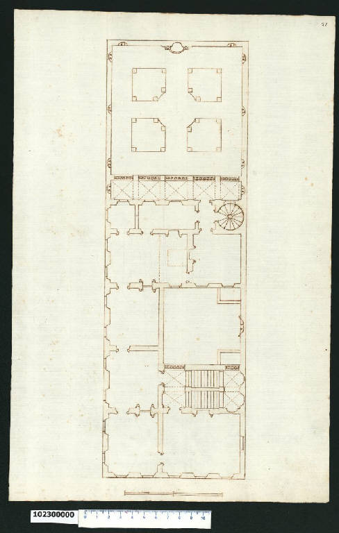 Pianta del primo piano di un palazzo (disegno) di Gisleni, Giovanni Battista (attribuito) (sec. XVII)