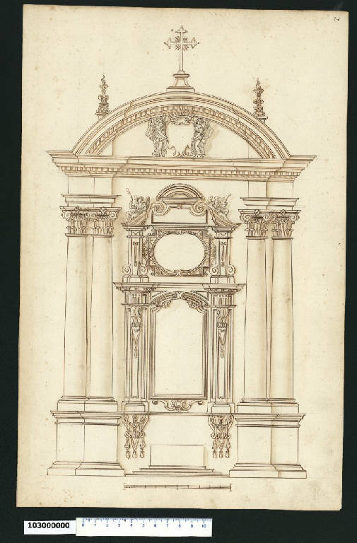 Prospetto di altare (disegno) - ambito romano (terzo quarto sec. XVII)