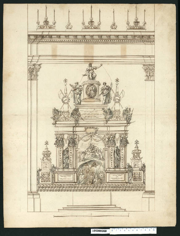 Altare per esequie di Anna Marcybella Pac a Wilno (disegno) di Gisleni, Giovanni Battista (sec. XVII)