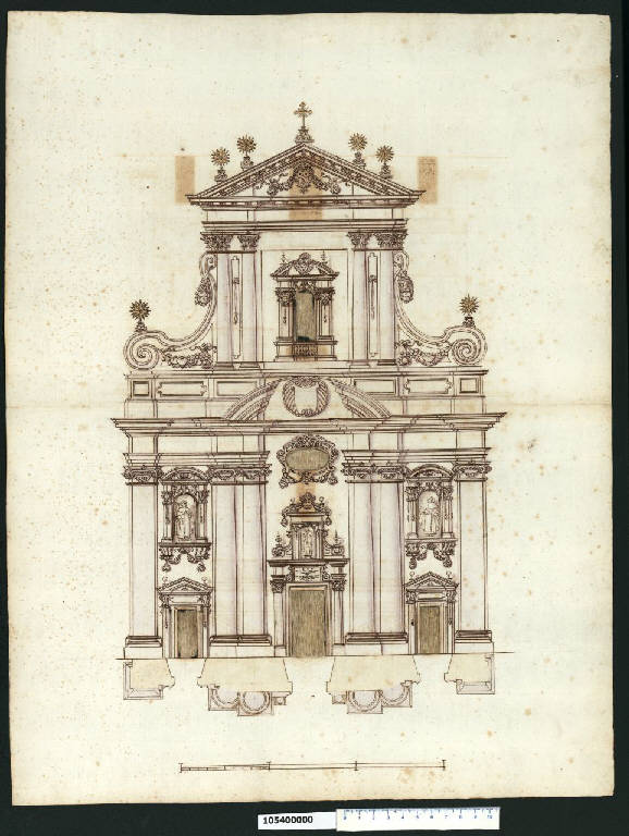 Prospetto della chiesa dei Carmelitani Scalzi a Varsavia (disegno) di Gisleni, Giovanni Battista (sec. XVII)
