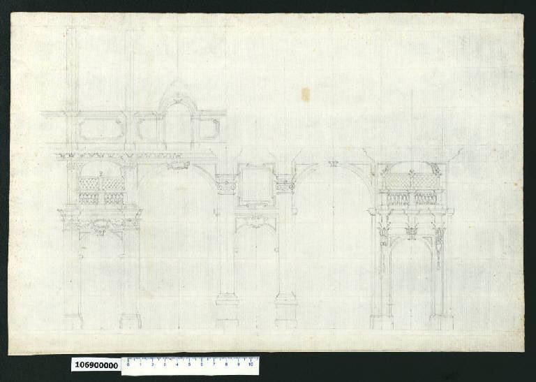Sezione di una chiesa (disegno) di Gisleni, Giovanni Battista (sec. XVII)