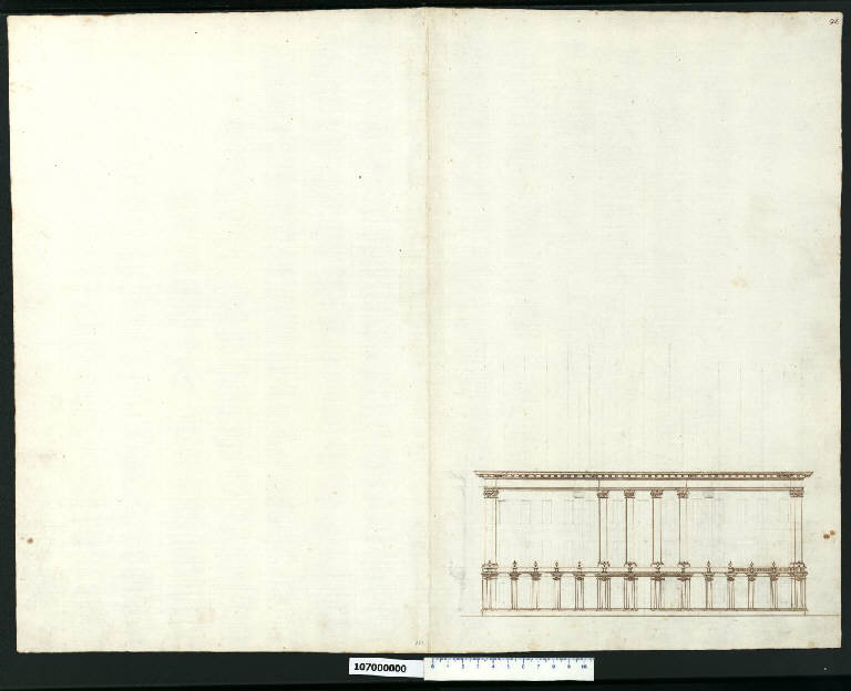 Prospetto di un palazzo (disegno) - ambito italiano centro-settentrionale (terzo quarto sec. XVII)