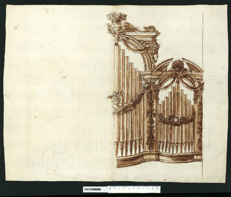 Cantoria d'organo (disegno) - ambito romano (secc. XVI/ XVII)