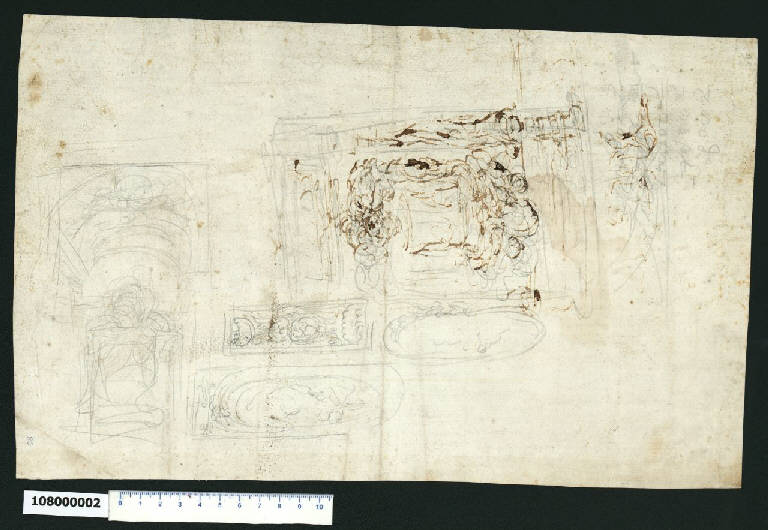 Decorazioni per parete (schizzo) - ambito romano (prima metà sec. XVII)