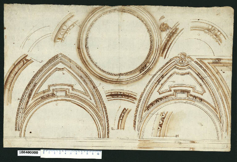 Ornati per cornici di volte e soffitti (disegno) - ambito centro-italiano (sec. XVII)