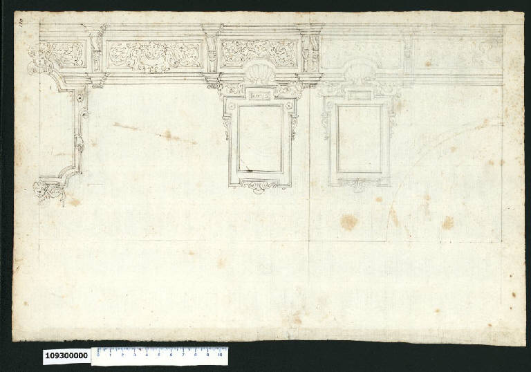 Decorazioni per parete (disegno) - ambito romano (seconda metà sec. XVII)