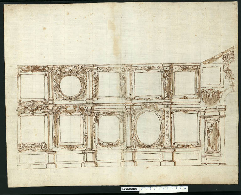 Decorazione di galleria (disegno) - ambito romano (sec. XVII)