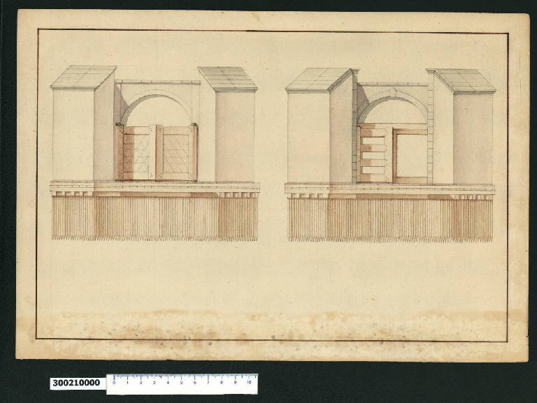 Prospetti di una chiusa (disegno) di Martinelli, Domenico (sec. XVII)