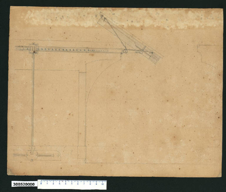 Sezione longitudinale di ponte levatoio e suo meccanismo (disegno) di Martinelli, Domenico (secc. XVII/ XVIII)