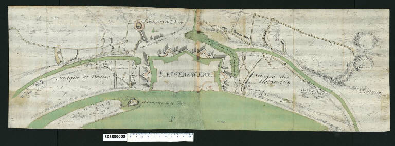 Pianta del piano d'attacco alla fortezza di Kaiserswerth (disegno) - ambito francese (sec. XVIII)