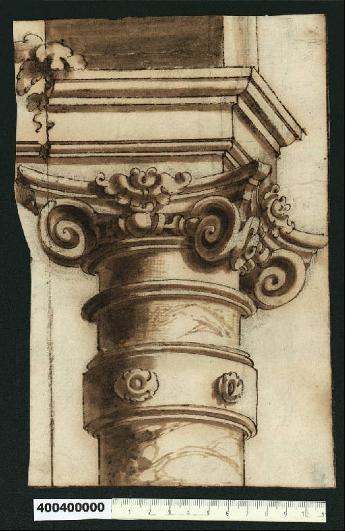 Capitello ionico (disegno) - ambito italiano (fine/inizio secc. XVII/ XVIII)