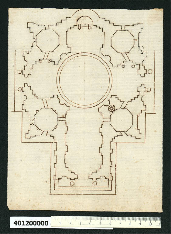 Pianta di una chiesa (disegno) di Montano, Giovanni Battista (e aiuti) (secc. XVI/ XVII)
