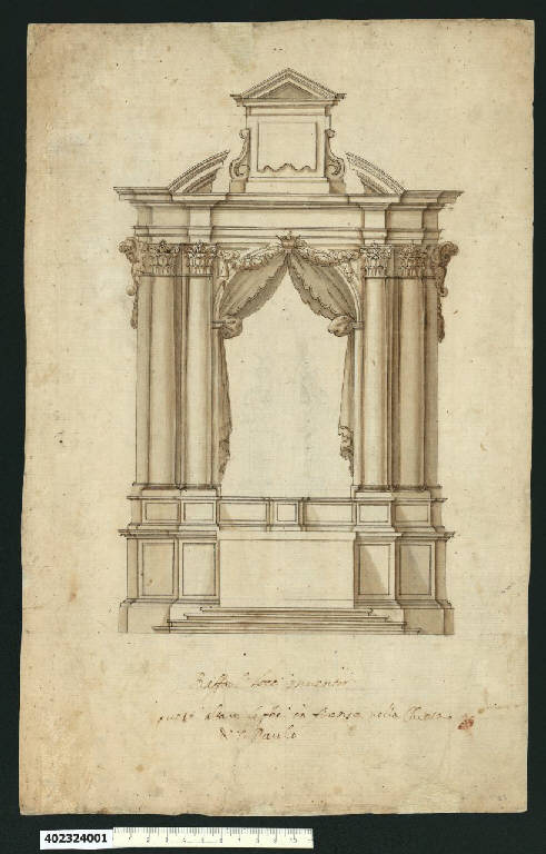 Prospetto di un altare per la chiesa di S. Paolo a Firenze (disegno) di Locci, Raffaello (prima metà sec. XVII)