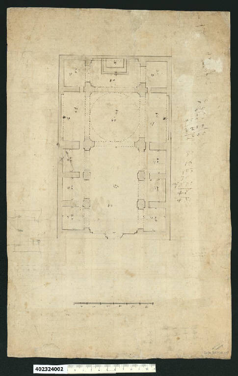 Pianta di chiesa (disegno) - ambito italiano (prima metà sec. XVII)