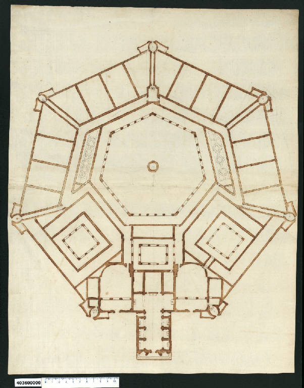 Pianta di un monastero (disegno) - ambito italiano (sec. XVII)