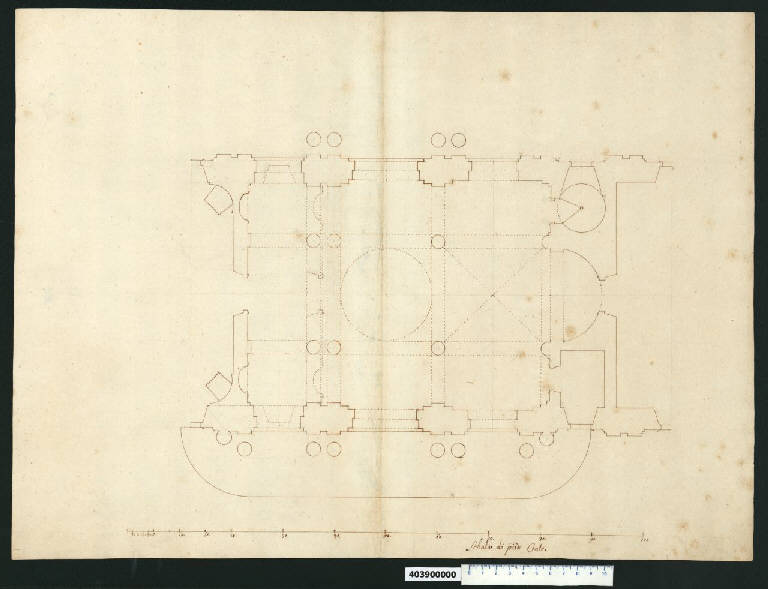 Pianta di parte di edificio (disegno) - ambito italiano (seconda metà sec. XVII)