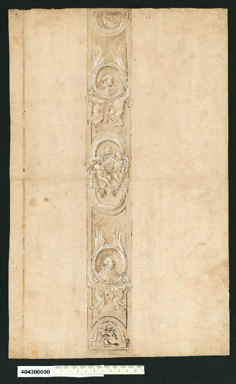 Decorazione di un pilastro della basilica di S. Pietro a Roma (disegno) - ambito romano (seconda metà sec. XVII)