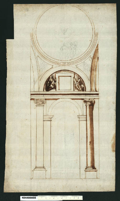 Prospetto interno di un ingresso di cappella (?) (disegno) - ambito italiano centro-settentrionale (seconda metà sec. XVI)
