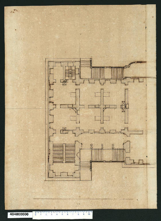 Pianta parziale del palazzo per il principe Liechtenstein a Landskron (?) (disegno) di Martinelli, Domenico (sec. XVII)