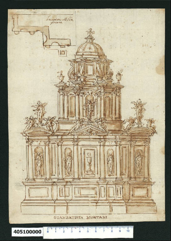 Prospetto di un tabernacolo (disegno) di Montano, Giovanni Battista (secc. XVI/ XVII)