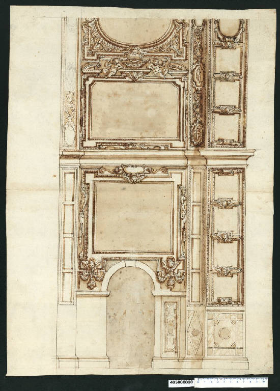 Decorazione dell'interno di una chiesa (disegno) - ambito centro-italiano (seconda metà sec. XVI)